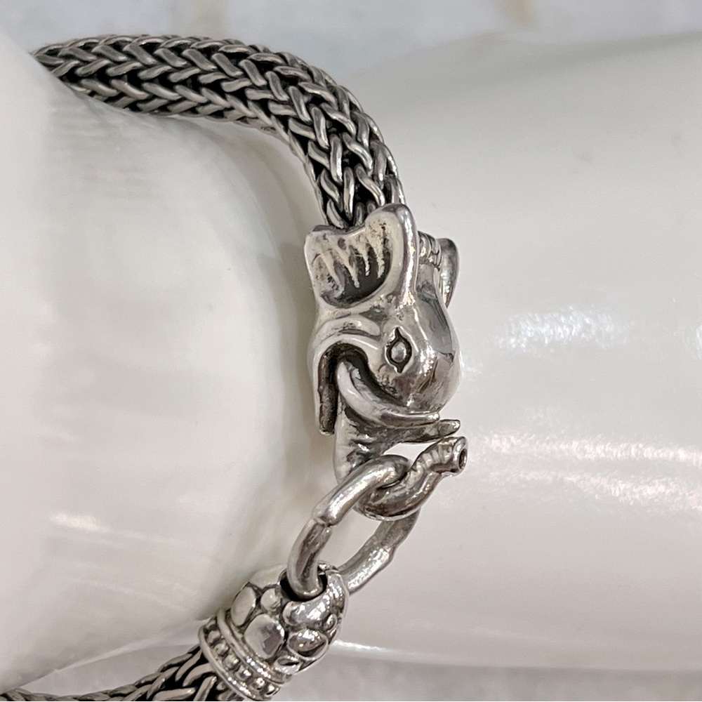 Sterling Silver Woven Link Elephant Bracelet - Picture 5 of 13